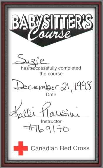 Official Certificate of Achievement From the Canadian Red Cross